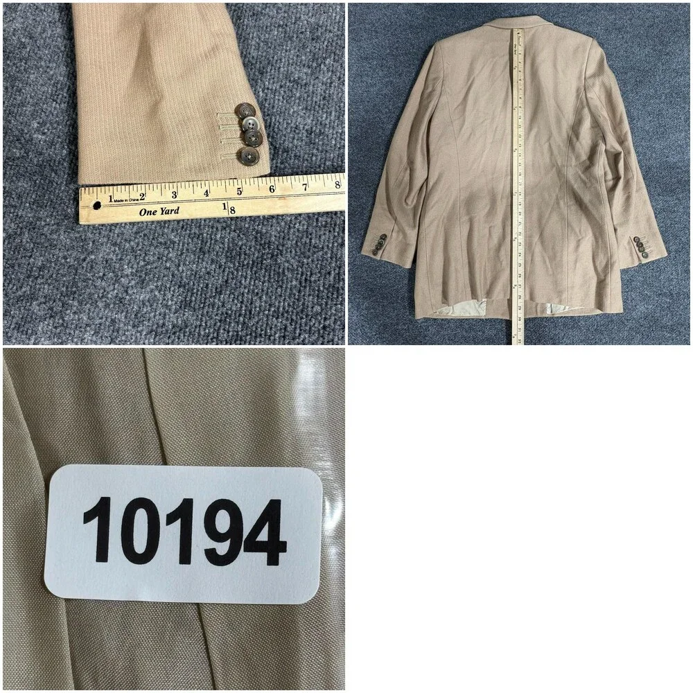 Isaia Blazer Mens IT 46 Beige Wool Elscheidt Stripe Made Italy Sport Coat Jacket